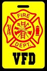 Safety Yellow VFD Firefighter Luggage/Gear Bag Tag - FREE Personalization - New