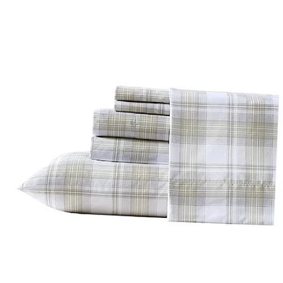  - Sábanas, ropa de cama ultra suave y ligera King Dayton Valley beige a cuadros Foto 1 de 4