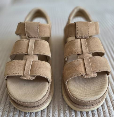 Sandali UGG Goldens con cinturino scamosciati marroni donna ottimi taglia 7