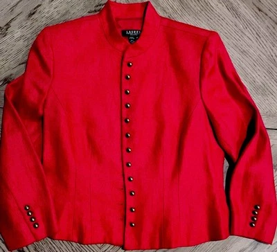 Blazer feminino Lauren Ralph Lauren vermelho jaqueta de linho militar tamanho 10P - Imagem 1 de 4