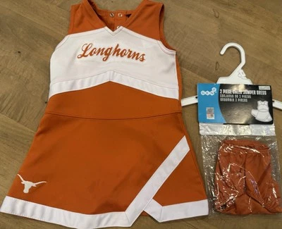 NEW GEN2 Girls Toddler Texas Longhorns 3T  Cheer captain Dress Bloomers Set - Image 1 of 4