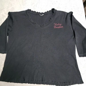 Harley Davidson Vintage Biker Motorrad 3/4 Arm Rüschensaum Damen XL Shirt - Bild 1 von 10