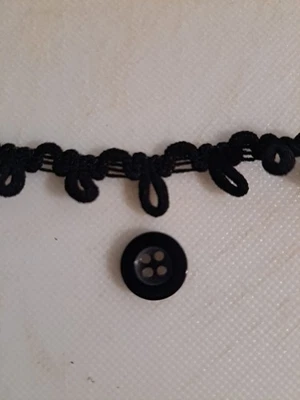 Bridal Button Loop Elastic Braid Trimming - 12 Continuous Yards - Black - Image 1 of 2