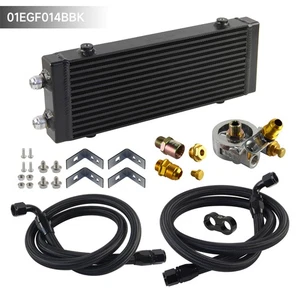 Mittel Dual Pass Bar & Plate Ölkühler w/80 Grad Thermostat filter Adapter Kit - Picture 1 of 11