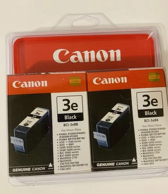 Canon 3e Black Ink Cartridge BCI-3eBK 2 Pack New Sealed - Image 1 of 3