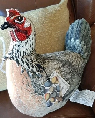 John Derian Target 2024 Plush Beaded Chicken Pillow 14”x13”  - Image 1 of 4