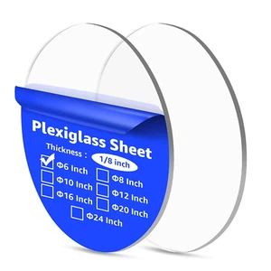 2Pcs 1/8" round Clear Acrylic Sheets, 6 Inch Diameter Transparent Circle Blanks, - Picture 1 of 12