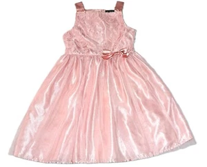 Girls GEORGE peach pink tulle party dress 10 solid Easter satin bow flower girl - Picture 1 of 6