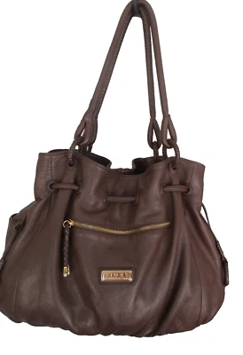 BOLSO DE HOMBRO ISABELLA FIORE CUERO MARRÓN LG CORDÓN DOBLE ASAS EXCELENTE Foto 1 de 4