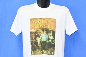 vtg 90s WAYLON JENNINGS WILLIE NELSON CLEAN SHIRT FRIGIDAIRE WASHER t-shirt M - Picture 1 of 5