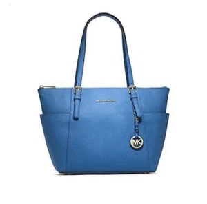 NEU Michael Kors Jet Set Top Zip Saffiano Leder Tasche Heritage Blau - Bild 1 von 4