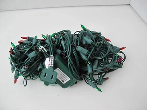 VINTAGE MINIATURE CHRISTMAS 100 LIGHTS INDOOR Outdoor Flashing Red Green Color - Picture 1 of 8