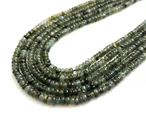 Cuentas de piedras preciosas labradorita gris natural pulida suave 2 mm x 4 mm RD34 - Imagen 1 de 3