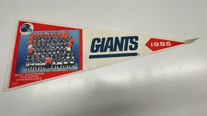 Banderín de fieltro vintage 1986 NFL NY GIANTS NFC EAST DIVISION CHAMPS - Imagen 1 de 4
