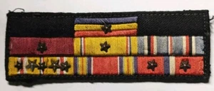 WW2 US Navy Hand Sewn Ribbon Bar W/ 7 Awards - Theater Made XB - Picture 1 of 2