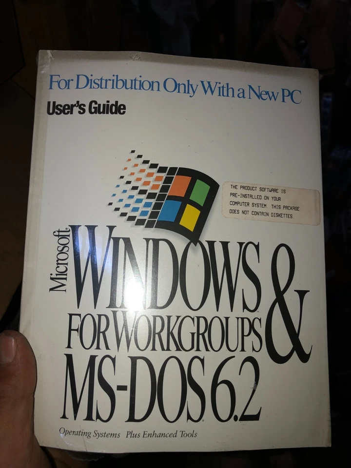 SEALED Microsoft Windows 3.11 Workgroups & MS-DOS 6.2 PC User's Guide COA RARE - Image 1 of 2