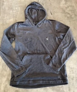 Polo Ralph Lauren Hoodie Mens Small Velour Pullover Gray Lounge Sleepwear Grunge - Picture 1 of 12