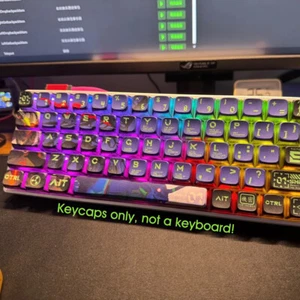 EVA01 NEON GENESIS EVANGELION PBT Translucent Keycap Set for Mechanical Keyboard - Picture 1 of 9