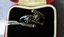 VINTAGE 925 SILVER FINE JEWELLERY EXPANDABLE FLOWER DRESS RING 3.1G SIZE N #212