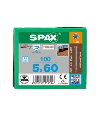 SPAX Ø 5,0 mm - Zylinderkopf - T- STAR plus - Vollgewinde - Edelstahl A2 60 mm - Bild 1 von 3