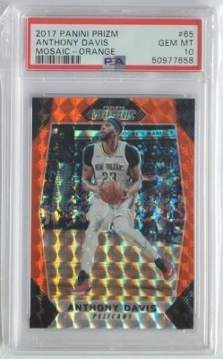 2017 Panini Prizm Anthony Davis Mosaic Orange #65 PSA 10  - Image 1 of 2