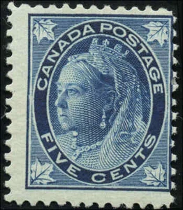 Canada Mint H F 5c Scott #70 1897 Maple Leaf Issue Stamp - Imagen 1 de 2