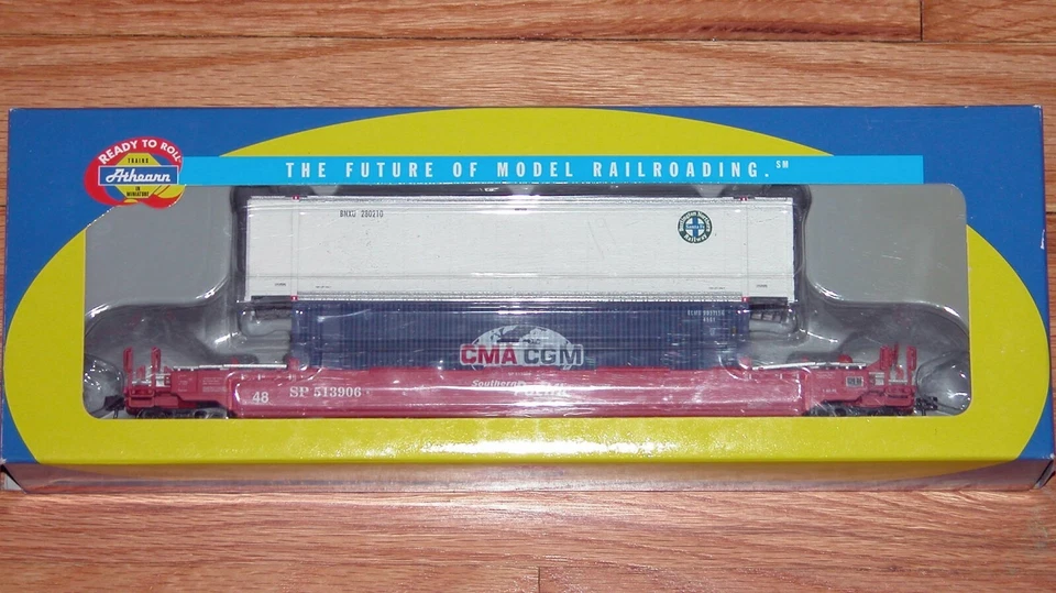 HO ATHEARN 7255 HUSKY STACK WELL CAR W/ 2 CONTAINERS SOUTHERN PACIFIC SP 513906 - Image 1 of 1
