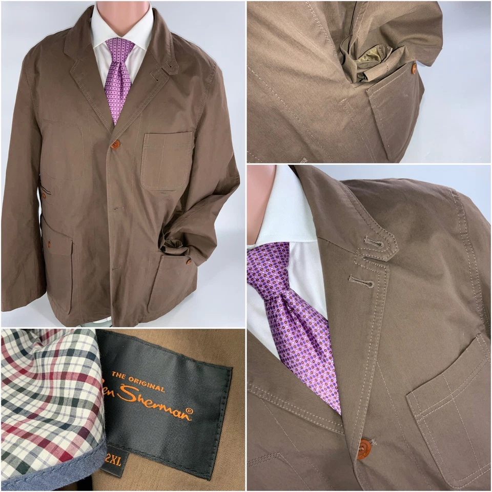 Ben Sherman Blazer Jacket XXL Brown Cotton 3B 1V Func Cuffs LNWOT YGI D3-44 - Image 1 of 4