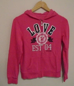 Justice w/LOVE Graphic Girls Sz 14 Pink Hoodie Zipper Jacket. - Picture 1 of 9