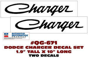 QG-671 DODGE CHARGER - CHARGER - TWO DECALS - LICENSED - Picture 1 of 1