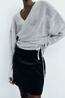 Zara Woman Wrap Knit Metallic Cardigan Ladies Jumper Top Silver Size S 10 12 14