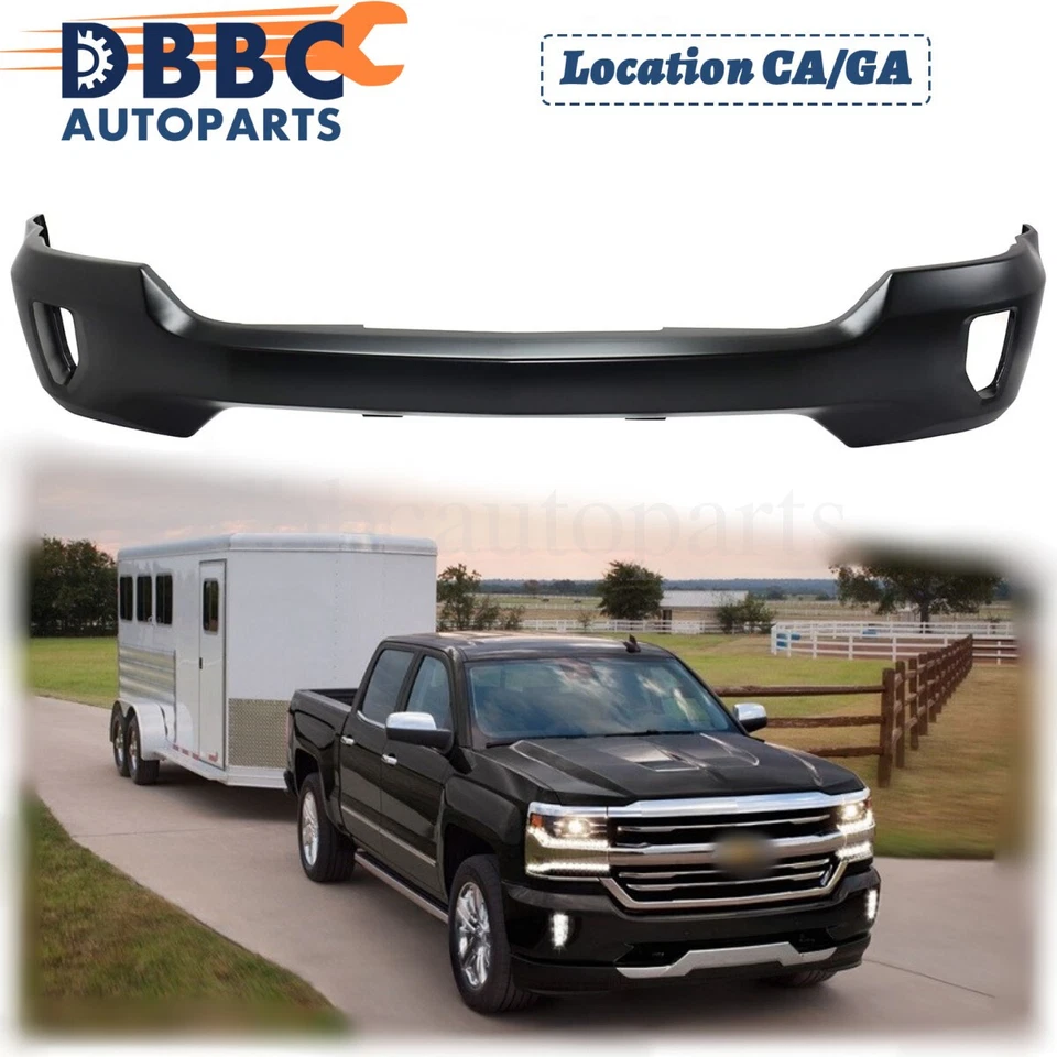 Front Bumper Face Bar No PDC Hole Black Fit For 2016-2019Silverado 1500 Foto 1 de 4