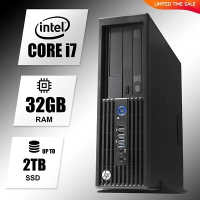 HP Desktop Computer PC i7 Workstation, Up to 32GB RAM 2TB SSD,Windows 11, DVD-RW - Image 1 of 4