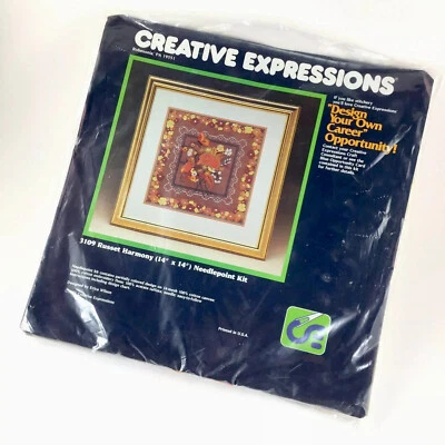 Vtg Creative Expressions Needlepoint Kit Russet Harmony Butterflies Flower 14x14 - Image 1 of 4
