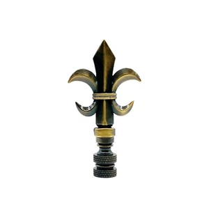 Lamp Finial-FLEUR DE LIS Aged Brass Finish, Highly detailed metal casting-FS - Picture 1 of 6
