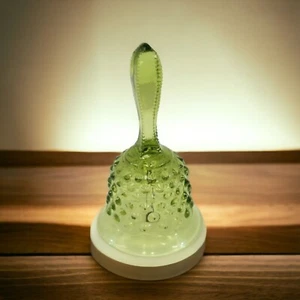 Campana vintage Fenton Art Glass Hobnail colonial verde 6" - Imagen 1 de 5