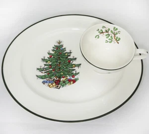 ORIGINAL CHRISTMAS TREE by Cuthberton Snack Plate & Breakfast Cup Made England - Picture 1 of 10