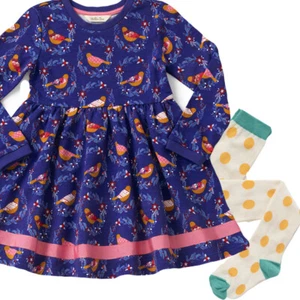 Matilda Jane 14 Partridge Dress & Gold Polka Dot Tights Set Moments with You - Picture 1 of 5