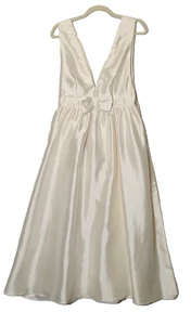 Elegantes cremefarbenes Brautkleid, tiefer V-Ausschnitt, Midikleid, Abschlussball, formell neu ohne Etikett - Bild 1 von 13