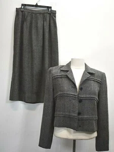 Cynthia Howie Womens Gray Button Front Blazer Pleated Long Skirt 2 Piece Set 4 - Picture 1 of 12