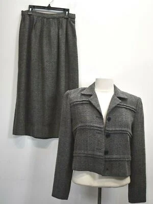 Cynthia Howie Womens Gray Button Front Blazer Pleated Long Skirt 2 Piece Set 4 - Image 1 of 4