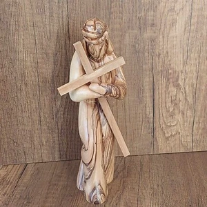 Jesus Carrying Cross Statue olivewood hand carved holy land 8.6Inch - Picture 1 of 6