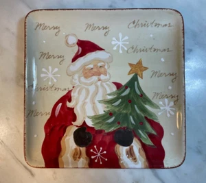 Holly Hill Santa Snack Quadratische Servierplatte 8 Zoll - Bild 1 von 4