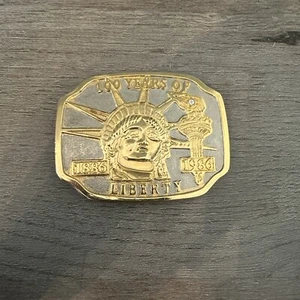 Hebilla de cinturón Estatua de la Libertad 100 años de libertad 1986 - 1986 vintage tono dorado - Imagen 1 de 9