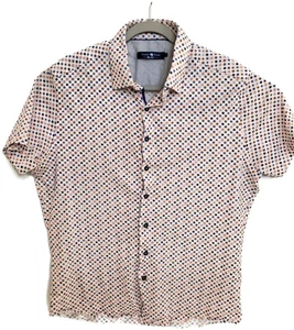 Stone Rose Shirt Mens Large Short Sleeve Button Up Print Casual Summer Top - Picture 1 of 8