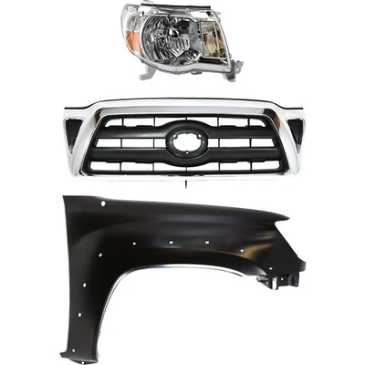Grille Kit For 2005-2008 Toyota Tacoma Chrome with RH Fender and Headlight 4WD - Imagem 1 de 4