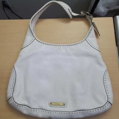 Bolso de hombro Cole Haan blanco floral bordado cuero correa única Foto 1 de 4