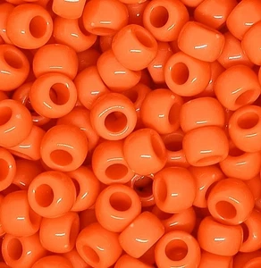 9x6mm well polished Opaque Orange Acrylic Pony Beads DIY Craft Jewellery Making - Picture 1 of 3