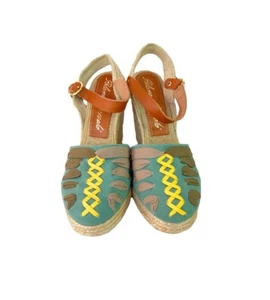 Paloma Barcelo schöne Canvas- und Leder-Espadrille-Keilsandalen 350 $ US 6 - Bild 1 von 4