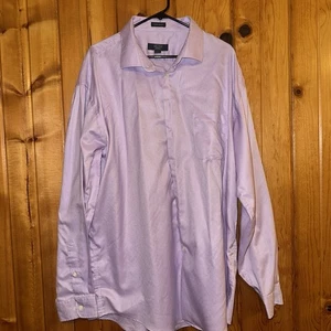Lavender Dress Shirt 19 38/39 Tall Non-Iron Textured Cotton Blend Flaw - Picture 1 of 10
